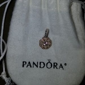 Pandora Pink Enamel Flower Necklace Charm